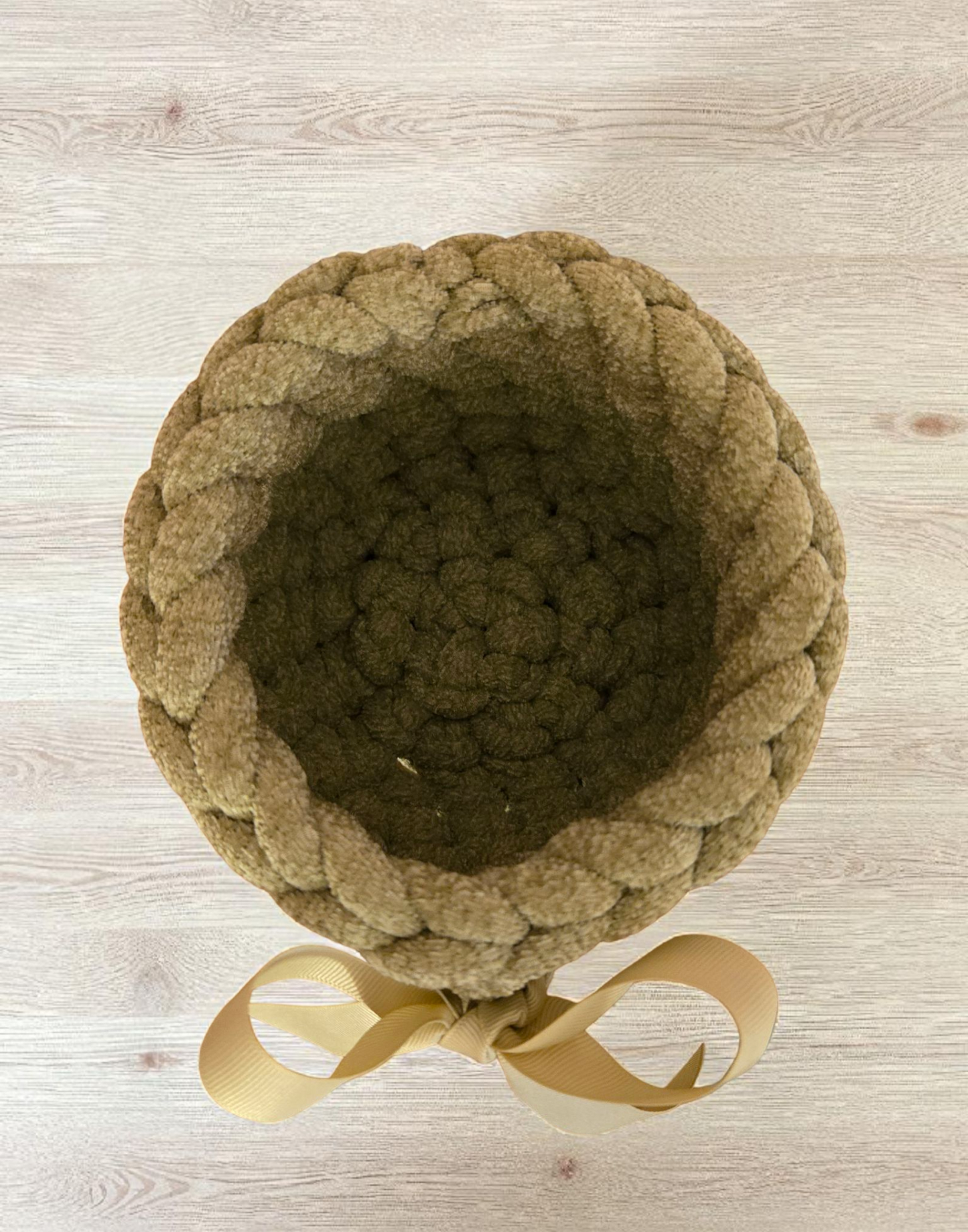 Green Crochet Home Decor Basket With Bow